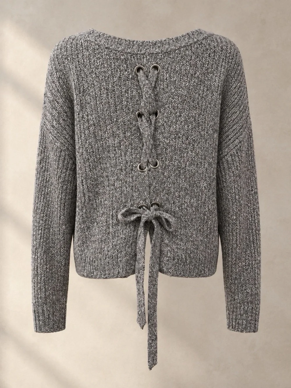 Hollister Heather Gray Cropped Ribbed Crew Sweater